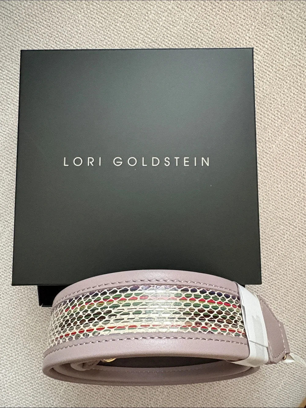 New in box LOGO by Lori Goldstein Multicolor Leather Guitar Style Strap